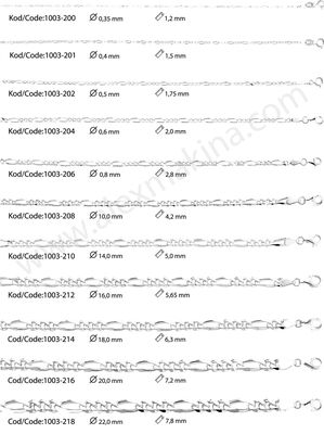 Figaro 3+1 Gümüş Zincir 1,2 mm