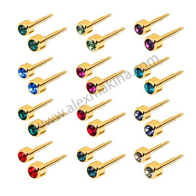 Gold Plated Ear Piercing Assorted Stone 4 mm