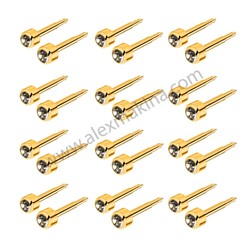 - Gold Plated Ear Piercing White Stone 3 mm  - Gold Plated Ear Piercing White Stone 3 mm