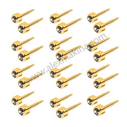 - Gold Plated Ear Piercing White Stone 4 mm  - Gold Plated Ear Piercing White Stone 4 mm