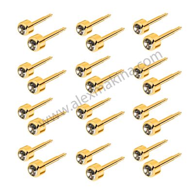 Gold Plated Ear Piercing White Stone 4 mm