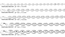 Hallow Sterling Silver Chain 7,1 mm - Thumbnail