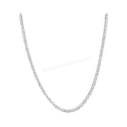 Square Bizantine Sterling Silver Chain 3,0 mm - Thumbnail