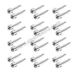 - Stainless Steel Ear Piercing White Stone 3 mm  - Stainless Steel Ear Piercing White Stone 3 mm