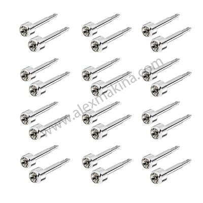  Stainless Steel Ear Piercing White Stone 3 mm