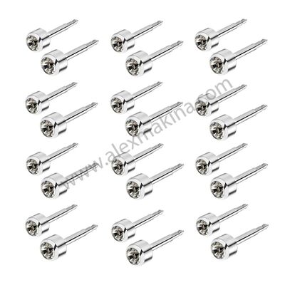  Stainless Steel Ear Piercing White Stone 4 mm