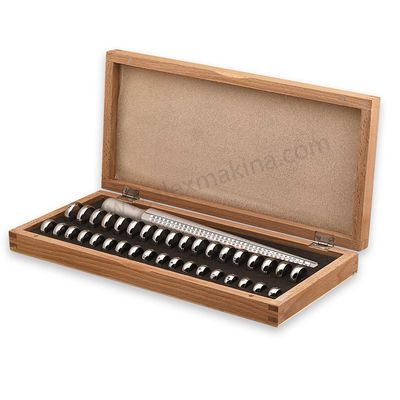 Wooden Box Ring Sizing Set Halfround