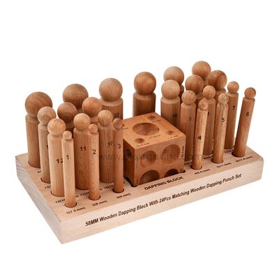 Wooden Dapping Punch & Block Set of 24