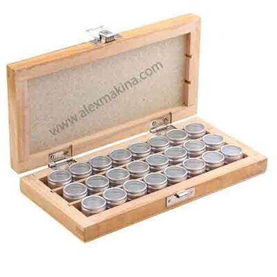 Wooden Boxes Aluminium Round Stone Container 24 pcs 